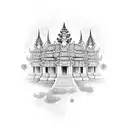 cambodia scenery tattoo design idea