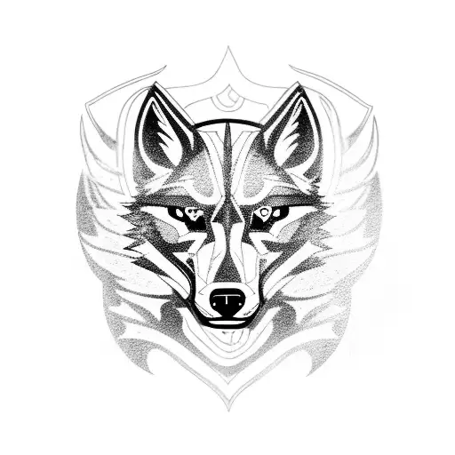 A Harley-Davidson motorcycle surrounded by a pack of wolves tattoo design idea