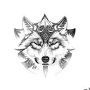 A Harley-Davidson motorcycle surrounded by a pack of wolves tattoo design idea