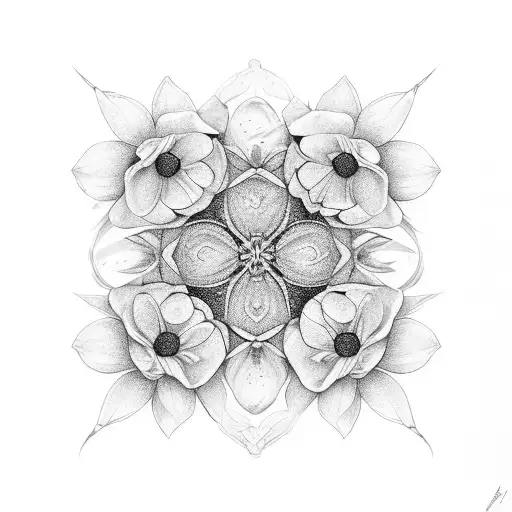 word Breathe in the stern of a flower with butterflies tattoo design idea