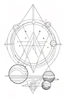 pulsar with planets geometric column  tattoo design idea