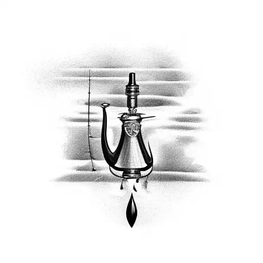 tobacco pipe and fishing tattoo design idea