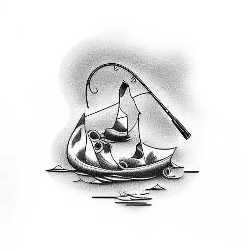 tobacco pipe fishing tattoo design idea