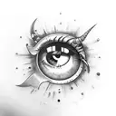 eye ball with fish hook tattoo design idea