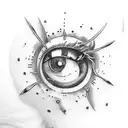 eye ball with fish hook tattoo design idea