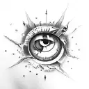 eye ball with fish hook tattoo design idea