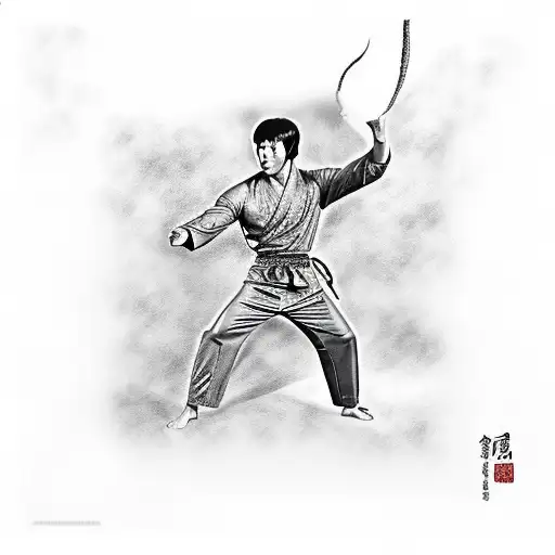 Bruce Lee with dragon in the background  tattoo design idea