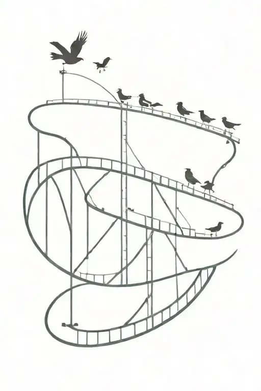 small roller coaster with birds at the end  tattoo design idea