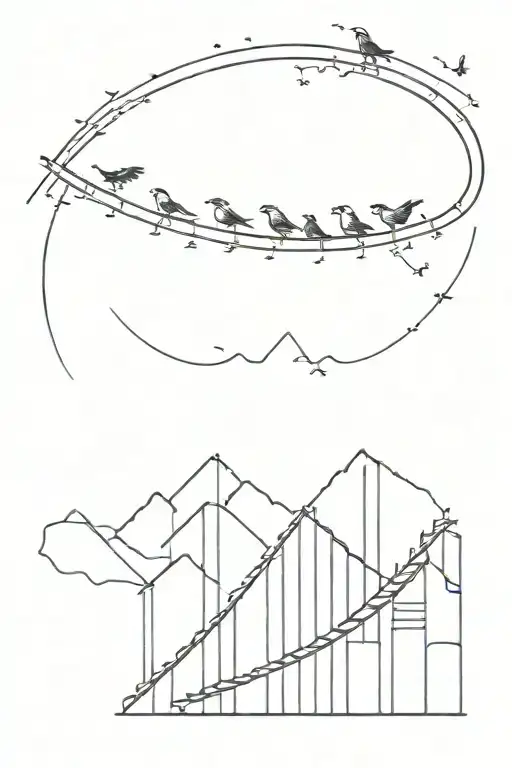 a roller coaster with birds flying small tattoo design idea