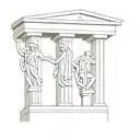 ancient greek architecture or statue tattoo design idea