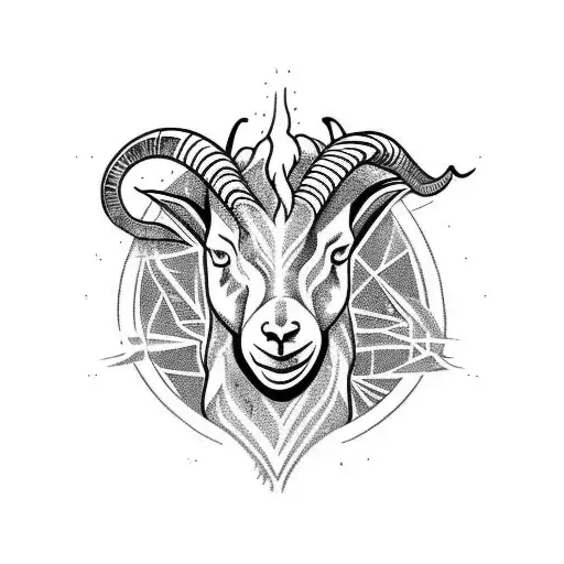 fire abd goat  tattoo design idea
