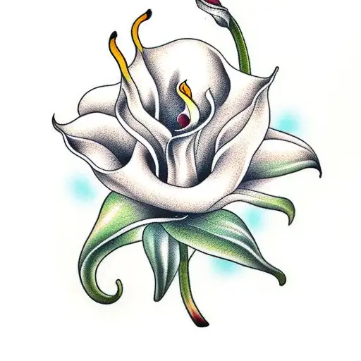 calla lily, sunflower with jasmine bush tattoo design idea
