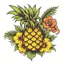 upside down pineapple  tattoo design idea