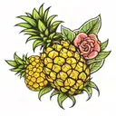 upside down pineapple  tattoo design idea