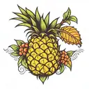 upside down pineapple  tattoo design idea