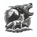 wolf howling at the moon tattoo design idea