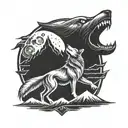 wolf howling at the moon tattoo design idea