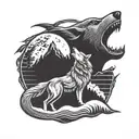 wolf howling at the moon tattoo design idea