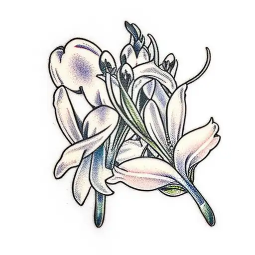snowdrop and gladiolus flower tattoo design idea