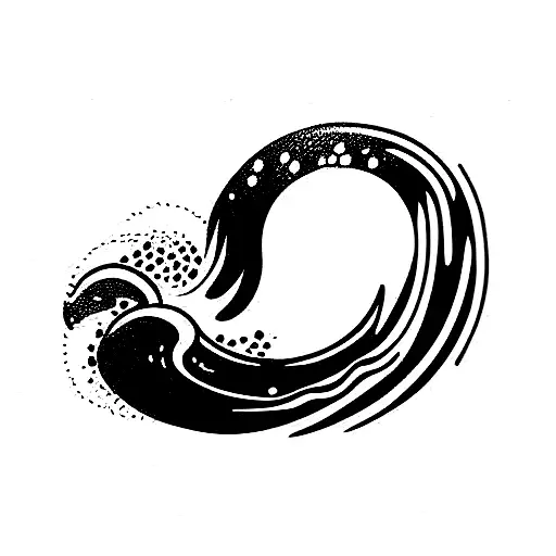 Japanese kanji "Water" with wave tattoo design idea
