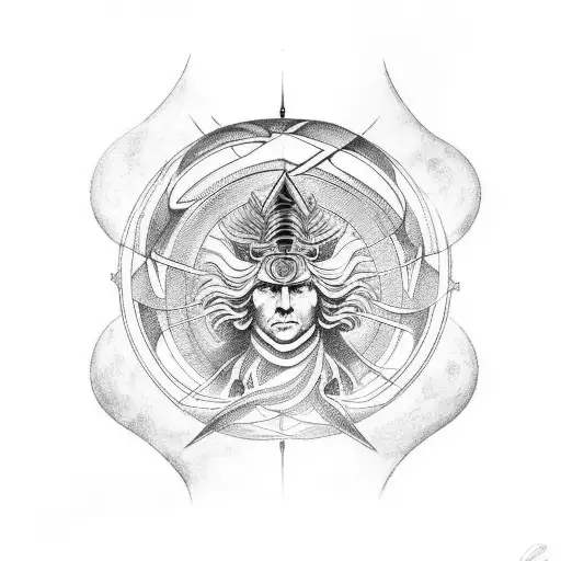 Top Half of the Sleeve: Aeolus, the Wind God  Start the design with Aeolus, the god of the wind, positioned at the top o tattoo design idea