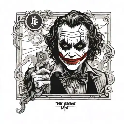 Heath Ledger Joker as a card joker tattoo design idea