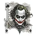 Heath Ledger Joker as a card joker tattoo design idea