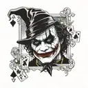 Heath Ledger Joker as a card joker tattoo design idea