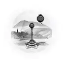 Scotland passport stamp with a thistle and the loch Ness monster tattoo design idea