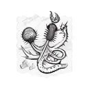 Scotland passport stamp with a thistle and the loch Ness monster tattoo design idea