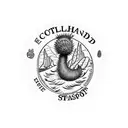 Scotland passport stamp with a thistle and the loch Ness monster tattoo design idea