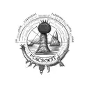 Scotland passport stamp with a thistle and the loch Ness monster tattoo design idea