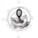 Scotland passport stamp with a thistle and the loch Ness monster tattoo design idea