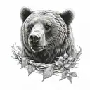 calm bear head tattoo design idea