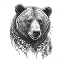 calm bear head tattoo design idea