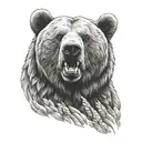 calm bear head tattoo design idea