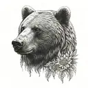 calm bear head tattoo design idea