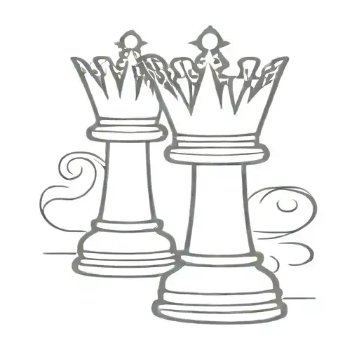 simple king and queen chess piece tattoo design idea
