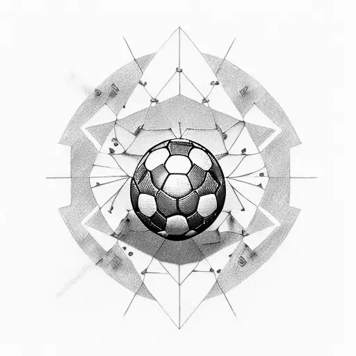 persona sentada arriba de una pelota de futbol tattoo design idea