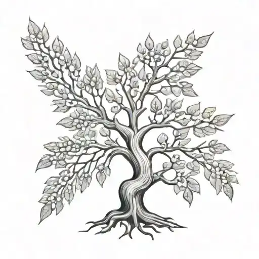 iranian farvahar and cyprus tree branches tattoo design idea