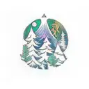 A mystical forest with hidden creatures tattoo design idea