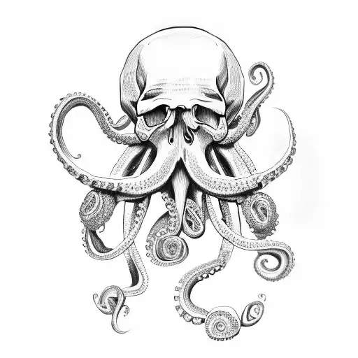skull and octopus tattoo design idea
