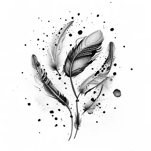 Feather made of intricate watercolor splatters tattoo design idea