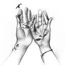 Two hands reaching out to each other, one filled with love and the other with fear, symbolizing the contrast between empathy and hate tattoo design idea