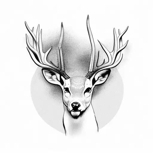 buck with baby doe tattoo design idea