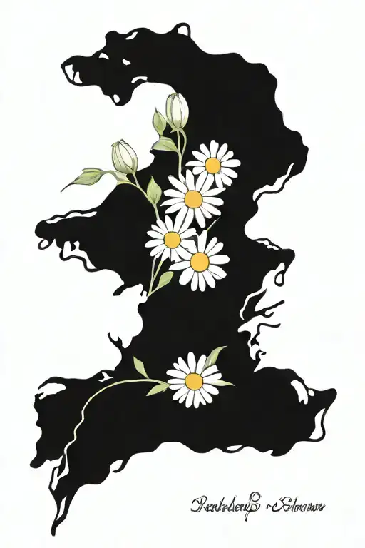 A beautiful bouquet of daisies and larkspur intertwined with a heartbeat line, symbolizing the love of being a mother and a nurse tattoo design idea