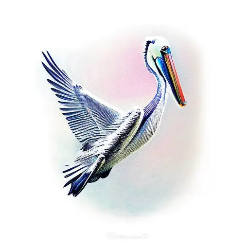 pelican flying tattoo design idea