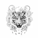 A silhouette of a runner with a tiger and roses incorporated into the design tattoo design idea