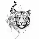 A silhouette of a runner with a tiger and roses incorporated into the design tattoo design idea