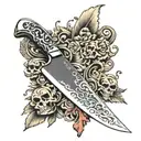 chef knife with bone handle tattoo design idea